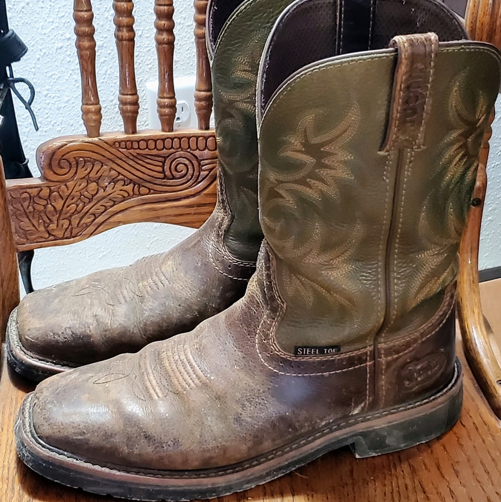 Mens Size 11 Justin Steel Toe Cowboy Work Boots
